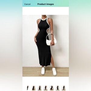 Black and white long cut out dress